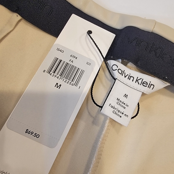 Calvin Klein Faux Leather Pull-on Pants Split Seams Size Medium Bone NWT! - Picture 13 of 17
